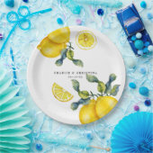 Waterverf Lemon Wedding Papieren Bordje (Feest)
