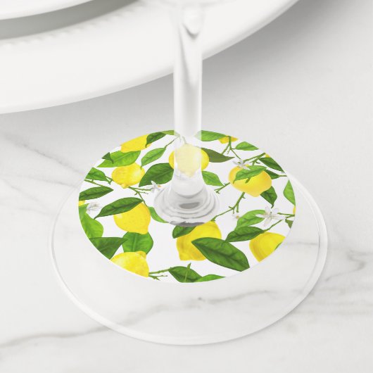 Waterverf Lemon Wijnglaslabel (Dichtbij)