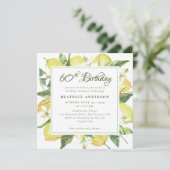 Waterverf Lemon Wreath 80th Birthday Brunch Kaart (Staand voorkant)