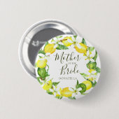 Waterverf Lemon Wreath Moeder van de Bride Shower Ronde Button 5,7 Cm (Voorkant /achterkant)