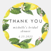 Waterverf Lemon Wreath Vrijgezellenfeest Hartelijk Ronde Sticker (Voorkant)