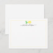 Waterverf Lemon Yellow Border Persoonlijk Notitiekaartje (Voorkant / Achterkant)