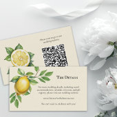 Waterverf Lemon Yellow Rustic Wedding QR-code Informatiekaartje