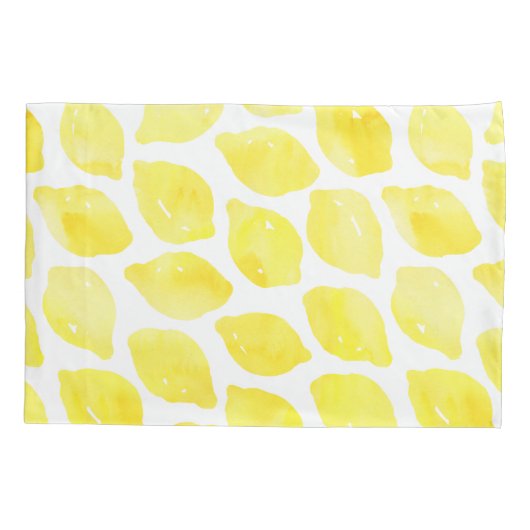 Waterverf Lemon Yellow White Summer Pattern Kussensloop (Achterkant)