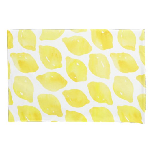 Waterverf Lemon Yellow White Summer Pattern Kussensloop (Voorkant)