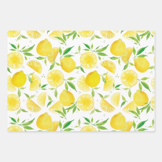 Waterverf Lemon Zomerdouche Inpakpapier Vel (Voorkant)