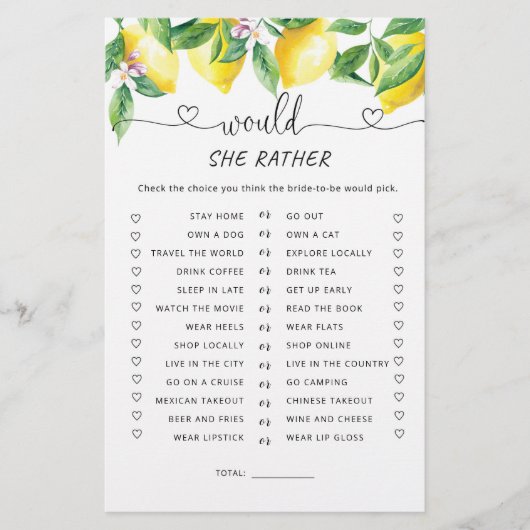 Waterverf lemon Zou ze liever een brutaal spel heb (Voorkant)