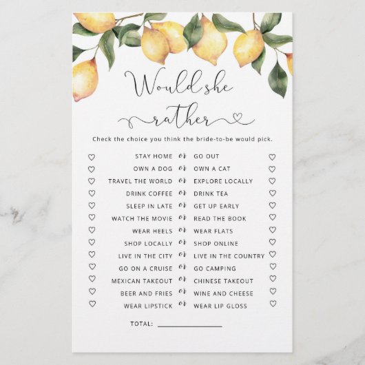 Waterverf lemon Zou ze liever een brutaal spel heb (Voorkant)