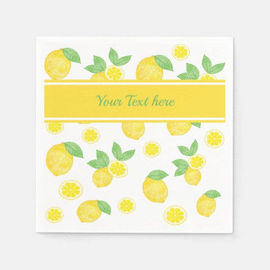 Waterverf Lemonpatroon met tekst op maat Servet (Voorkant)