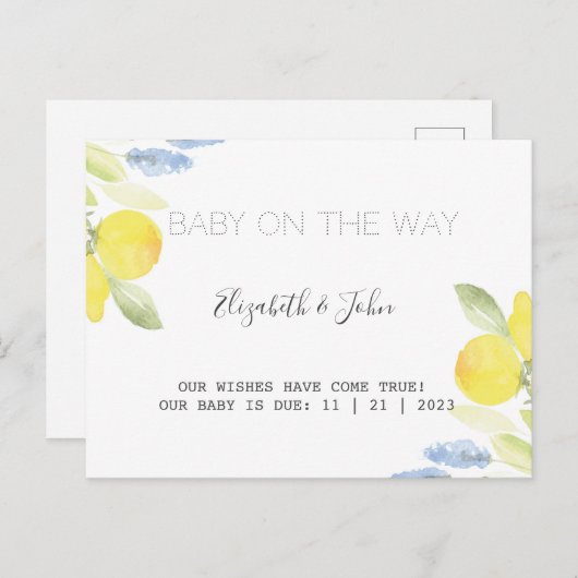 Waterverf Lemons Aankondigingskaart (Voorkant / Achterkant)