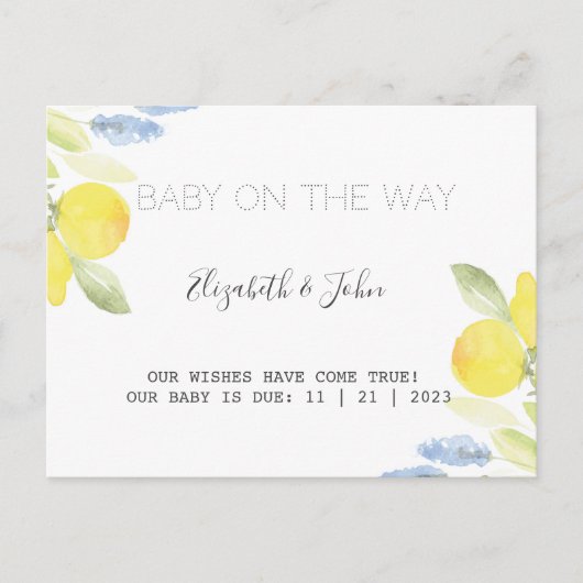Waterverf Lemons Aankondigingskaart (Voorkant)