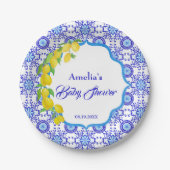 Waterverf Lemons Amalfi Baby shower Papieren Bordje (Voorkant)