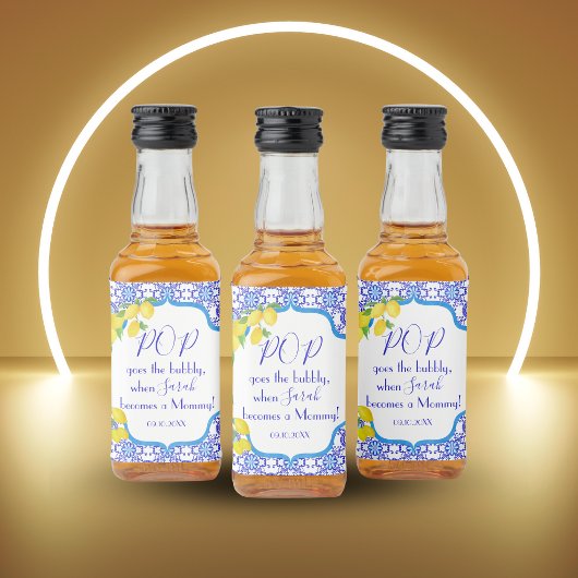 Waterverf Lemons Amalfi Baby shower Pop Bubble Likeurfles Etiket