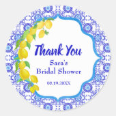 Waterverf Lemons Amalfi Bridal Hartelijk dank Ronde Sticker (Voorkant)
