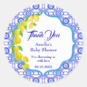 Waterverf Lemons Amalfi Tegel Hartelijk dank Ronde Sticker (Voorkant)