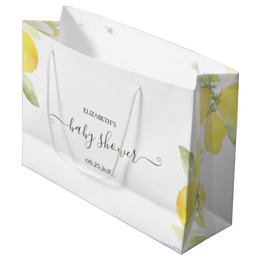 Waterverf Lemons Baby shower Groot Cadeauzakje (Voorkant Gekanteld)