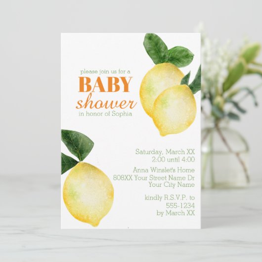 Waterverf Lemons Baby shower Kaart (Staand voorkant)