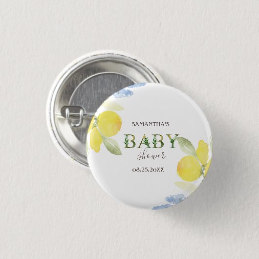 Waterverf Lemons Baby shower Ronde Button 3,2 Cm (Voorkant /achterkant)
