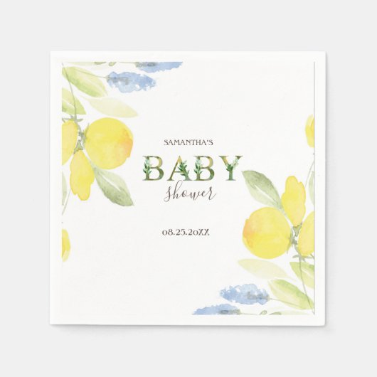 Waterverf Lemons Baby shower Servet (Voorkant)