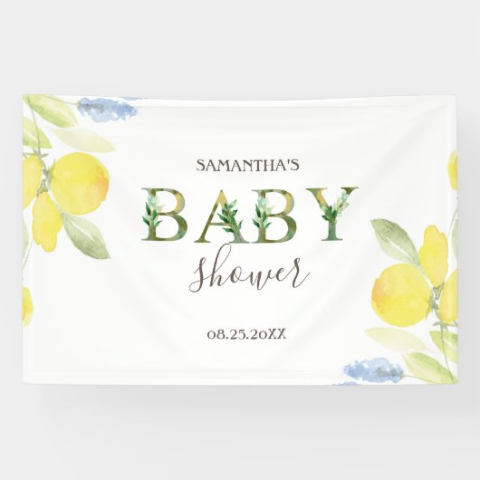 Waterverf Lemons Baby shower Spandoek (Horizontaal)