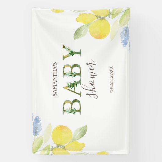 Waterverf Lemons Baby shower Spandoek (Verticaal)