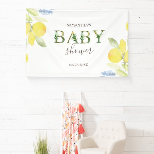 Waterverf Lemons Baby shower Spandoek (Insitu)