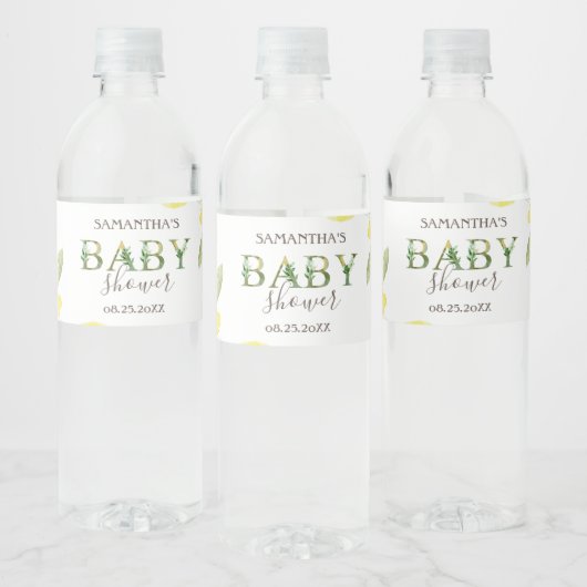Waterverf Lemons Baby shower Waterfles Etiket (Flessen)