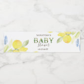 Waterverf Lemons Baby shower Waterfles Etiket (Enkel label)