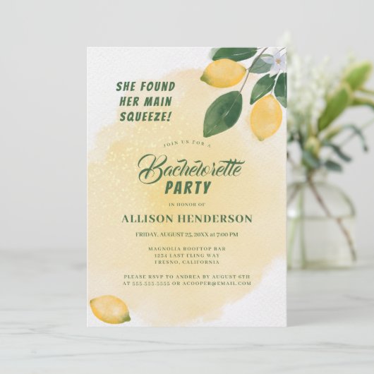 Waterverf Lemons Bachelorette Kaart (Staand voorkant)