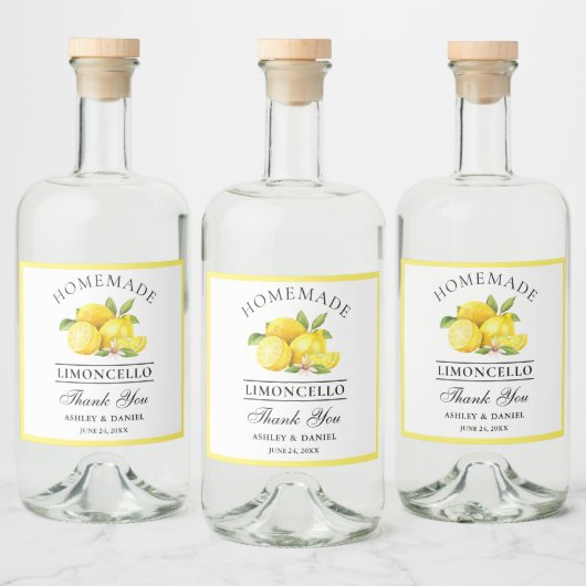 Waterverf Lemons Bedankt Limoncello Bottle Labels Likeurfles Etiket (Flessen)
