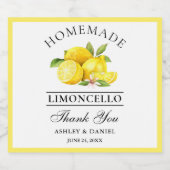Waterverf Lemons Bedankt Limoncello Bottle Labels Likeurfles Etiket (Enkel label)