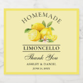Waterverf Lemons Bedankt Limoncello Yellow Likeurfles Etiket (Enkel label)