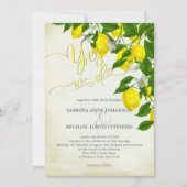 Waterverf Lemons Blossom en Greenery Wedding Kaart (Voorkant)