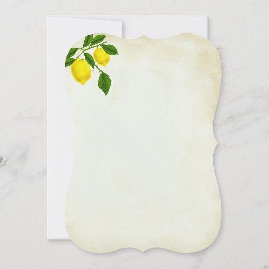 Waterverf Lemons Blossom en Greenery Wedding Kaart (Achterkant)