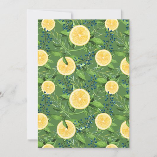 Waterverf Lemons Blue Berries Summer Baby shower Kaart (Achterkant)