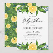 Waterverf Lemons Blue Berries Summer Baby shower Kaart (Voorkant / Achterkant)