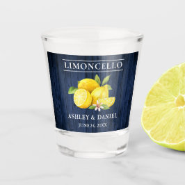 Waterverf Lemons Blue Wood Wedding Limoncello Shot Glas
