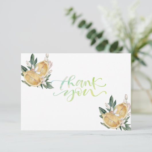 Waterverf Lemons Botanical Dank u kaart (Staand voorkant)