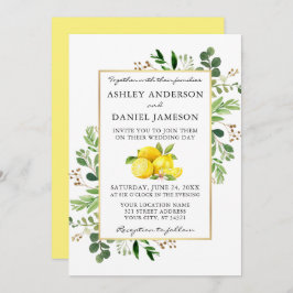 Waterverf Lemons Botanical Greenery Wedding Kaart