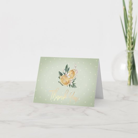 Waterverf Lemons Botanische Polka Dots Bedankkaart (Voorkant)
