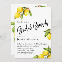 Waterverf Lemons Bridal Brunch Typografie Kaart