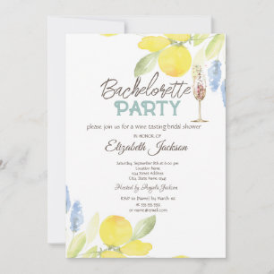 Waterverf Lemons Champagne Glass Bachelorette Kaart