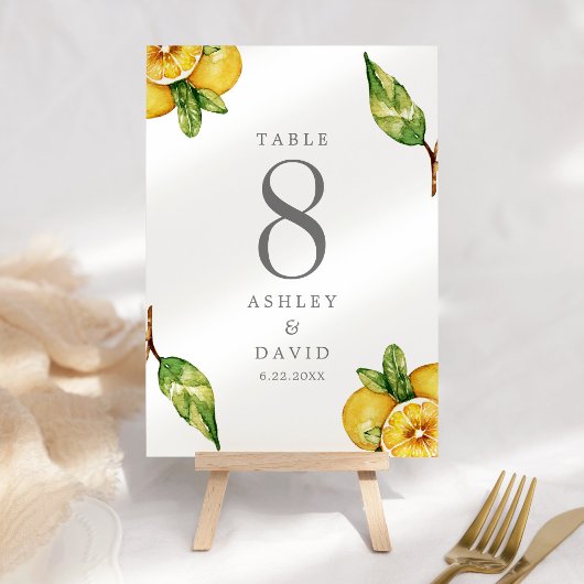 Waterverf Lemons Citrus Modern Limoncello Wedding Kaart