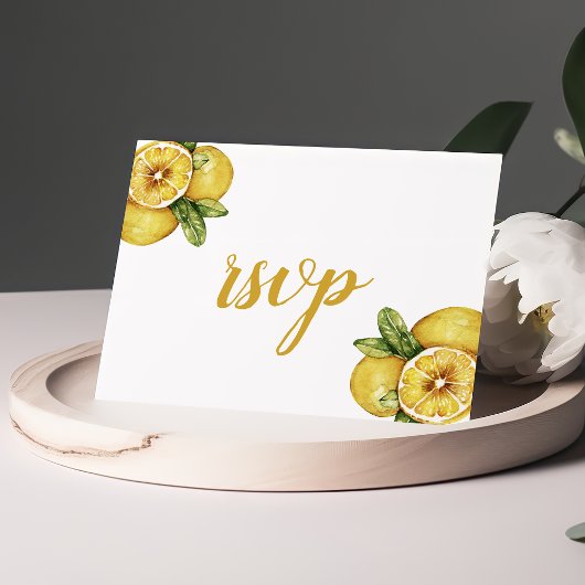 Waterverf Lemons Citrus Modern Wedding RSVP Briefkaart