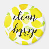 Waterverf Lemons Clean Dirty Dishwasher Magnet (Voorkant)