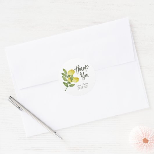 Waterverf Lemons Dank u Sticker (Envelop)