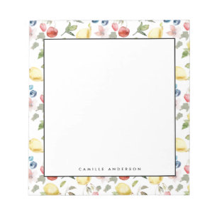 Waterverf Lemons en Berries Patroon op maat Notitieblok