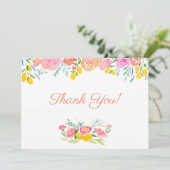 Waterverf Lemons en bloemen Hartelijk dank Bedankkaart (Staand voorkant)