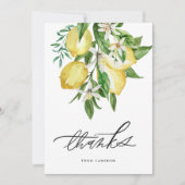 Waterverf Lemons en Blossoms Verjaardagsfeest Bedankkaart (Voorkant)