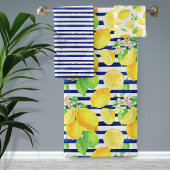 Waterverf Lemons en Blue Stripes Bathroom Bad Handdoek